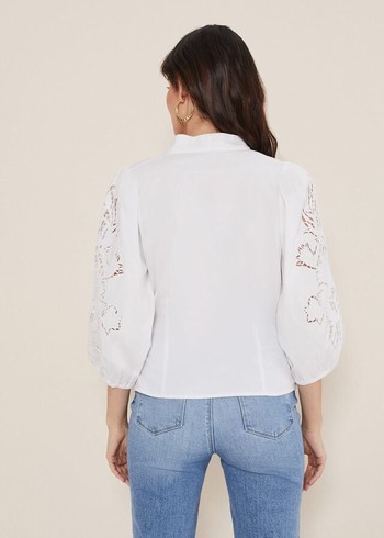 Phase Eight Kacey Broderie Shirts White USA | 6479128-JV